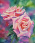 Pink Roses & Green Leaves DIY Painting
